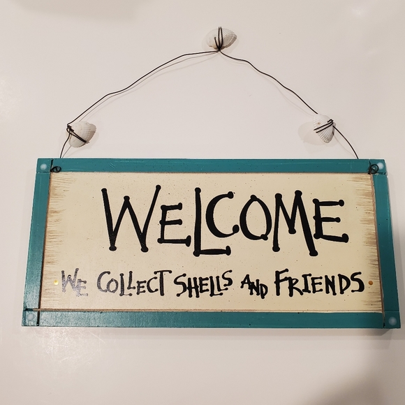 Welcome/At The Beach distressed 2 sided sign  -  NWOT - Picture 2 of 5